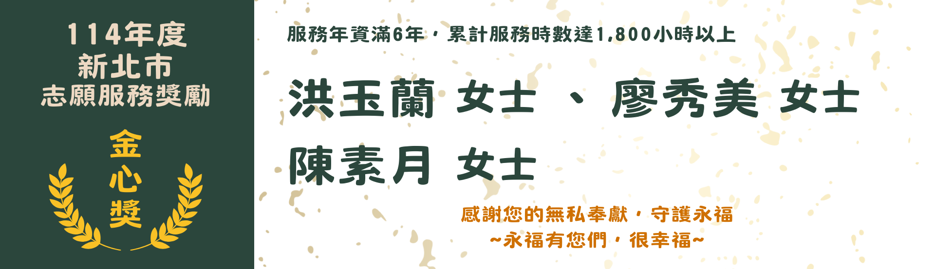 114年度新北市志願服務獎勵 獲獎名單01